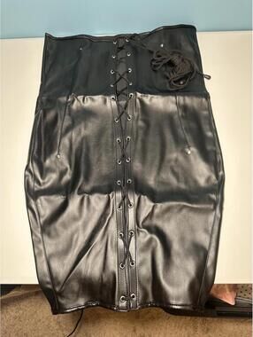 Sexy Bondage Costume Leather Skirt Restraint Legging Play (M:99.2-143.3 Ib)